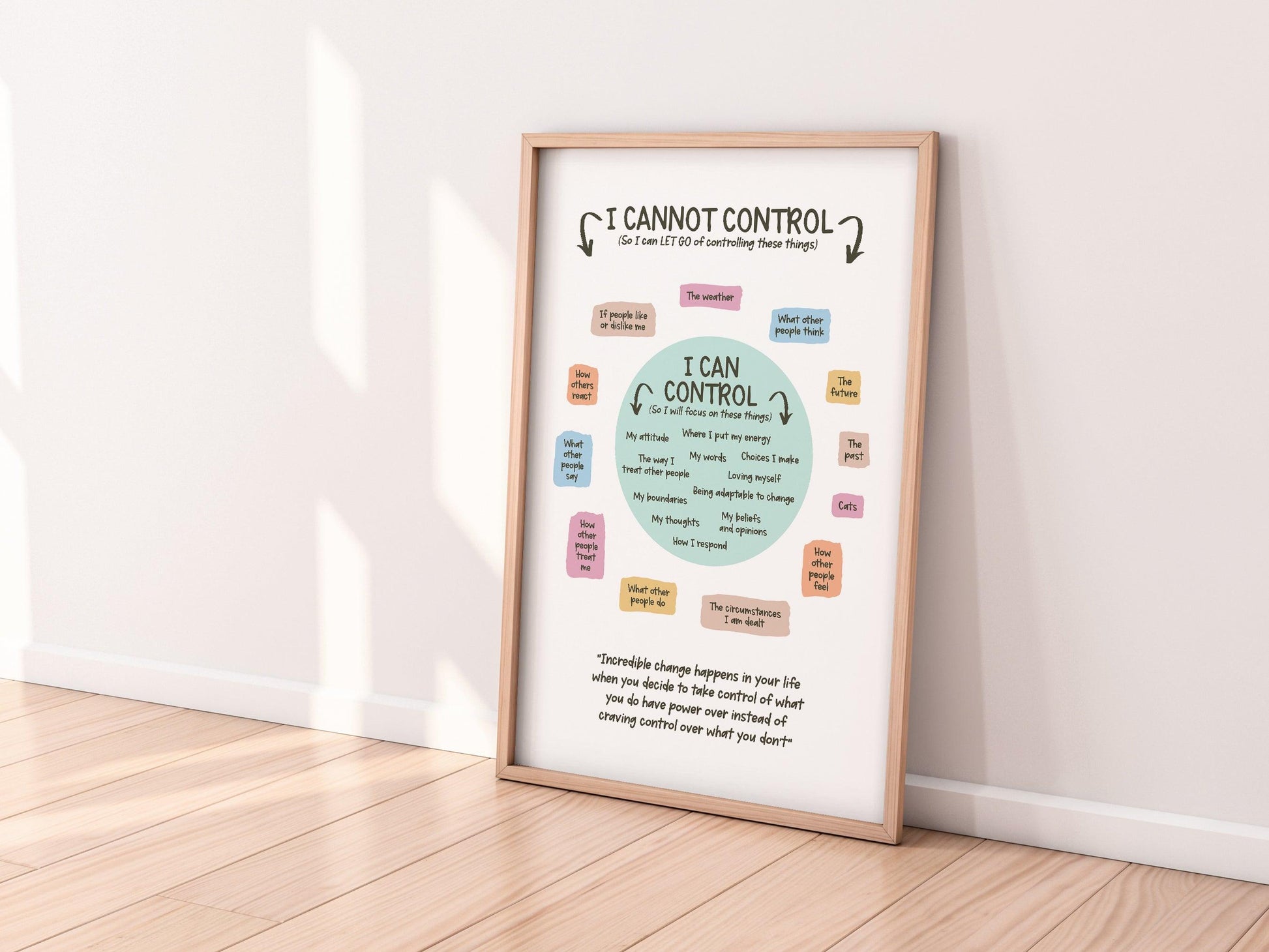 What I Can and Cannot Control Poster - Shine and Thrive Therapy