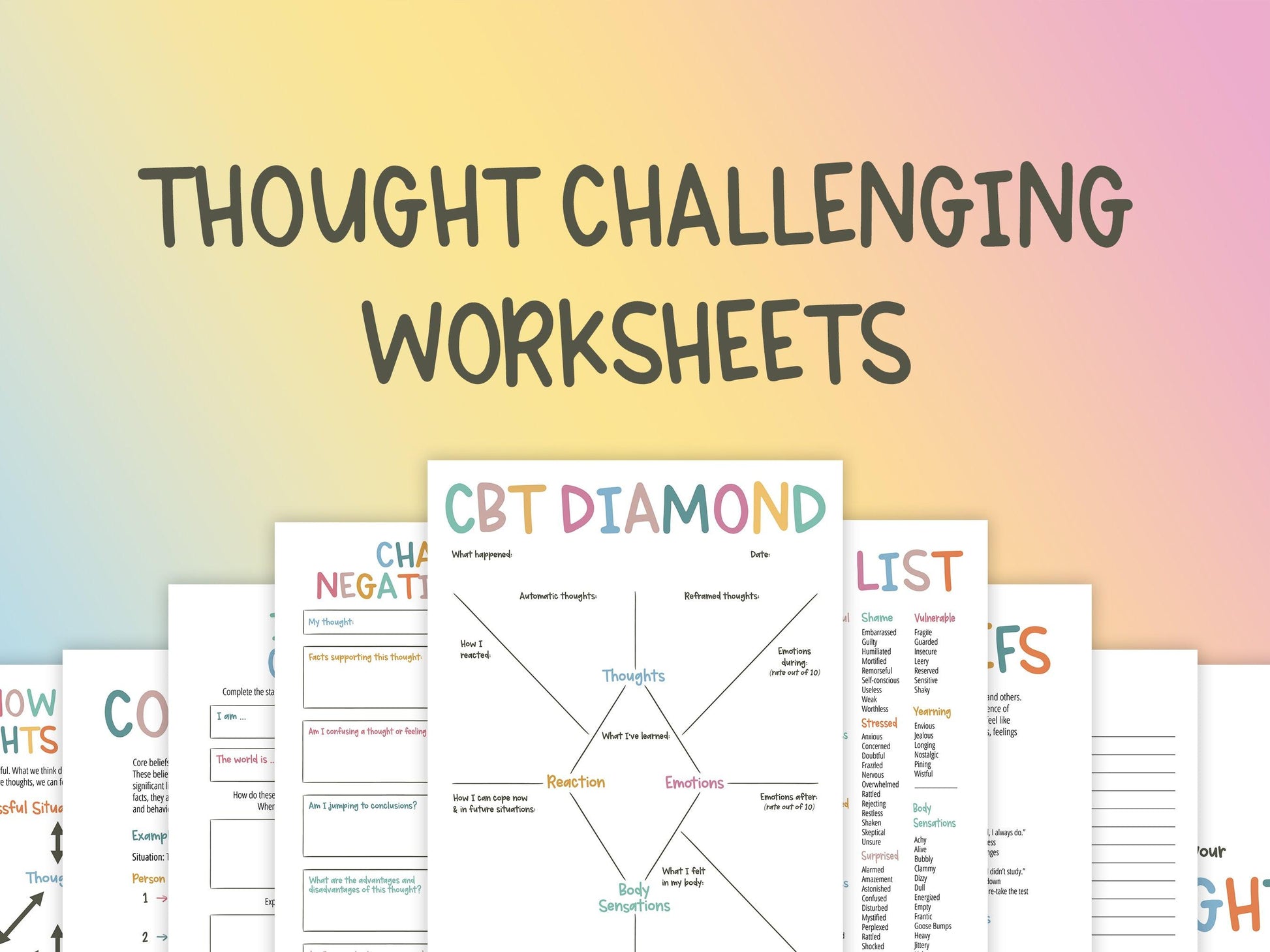 Thought Challenging Worksheets - Shine and Thrive Therapy