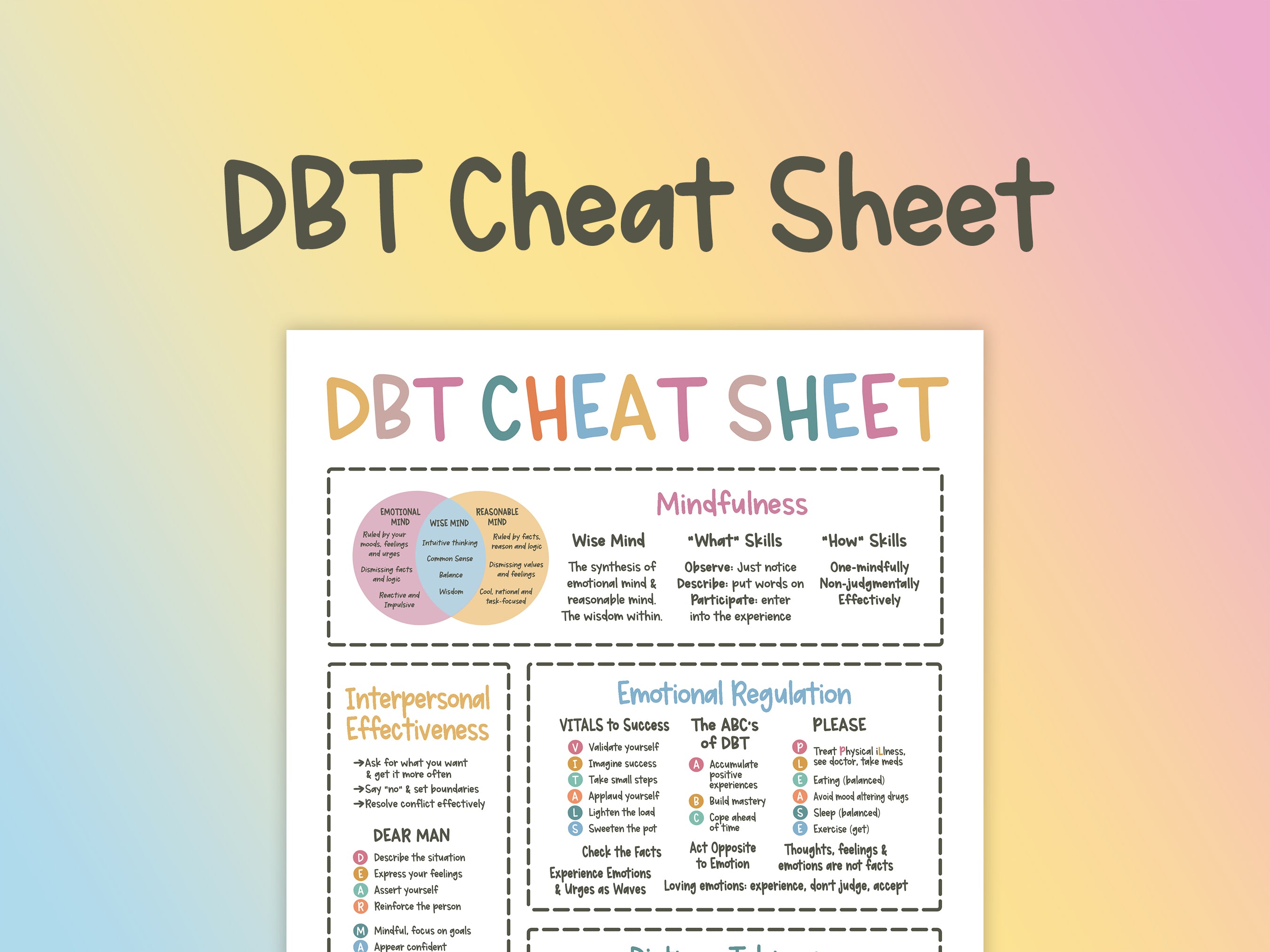 Dbt Cheat Sheet Shine And Thrive Therapy