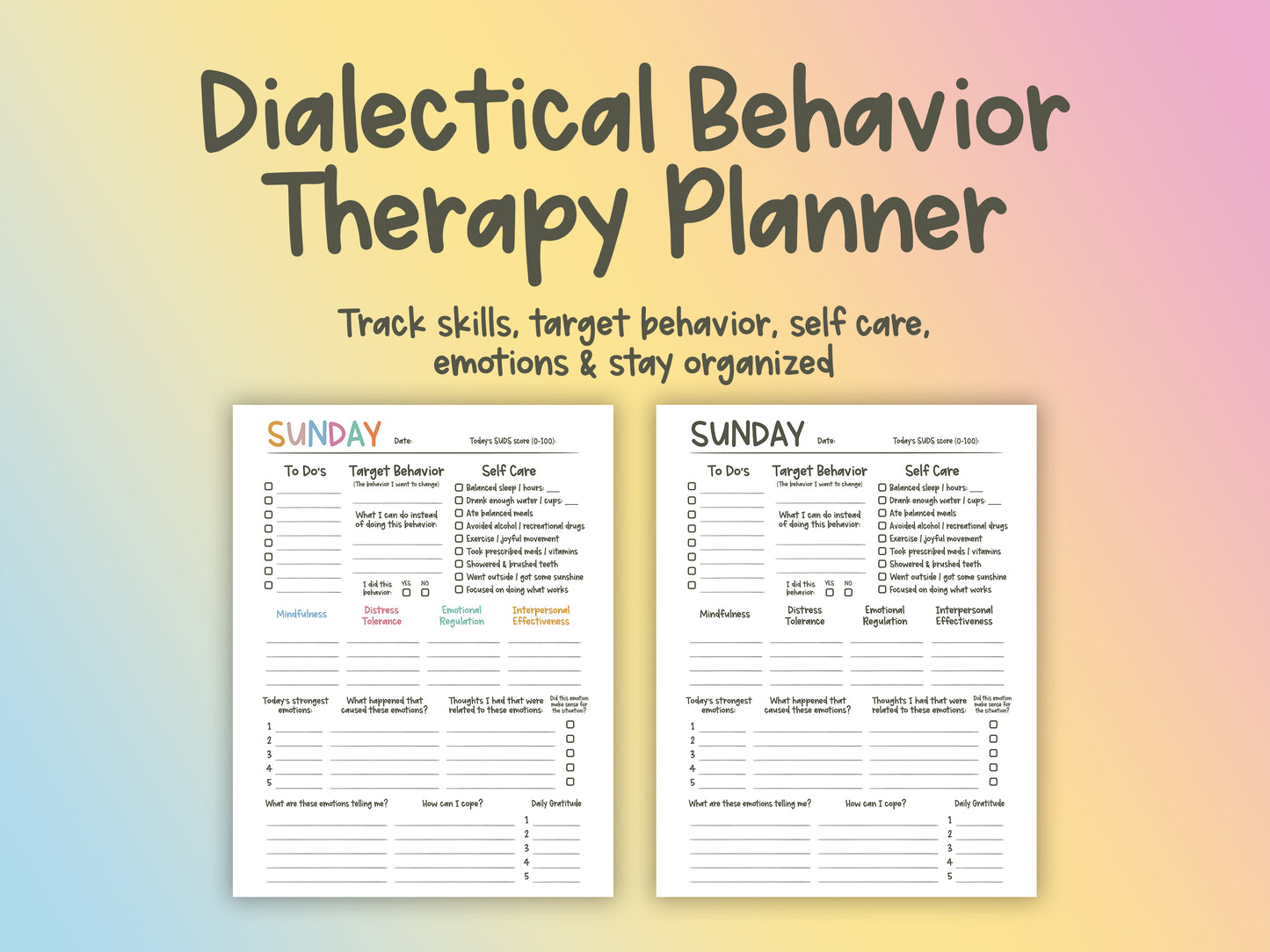 Dialectical Behavior Therapy Planner