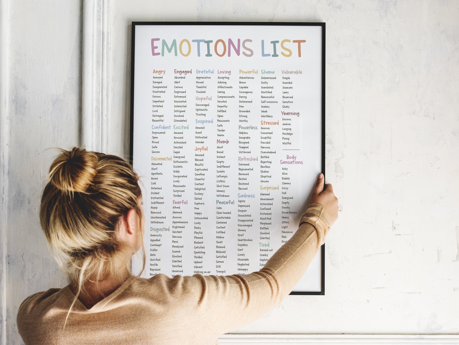 Emotions Poster, Emotions Chart, Emotions Wheel, Therapy Office Decor, School Counselor Resources, Psychology Gift, Therapist Wall Art