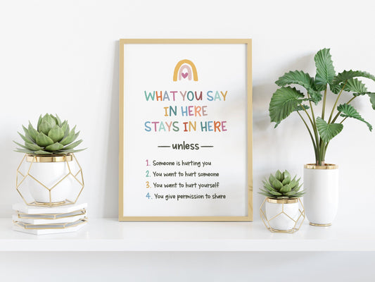 What You Say In Here Stays In Here Poster - Shine and Thrive Therapy